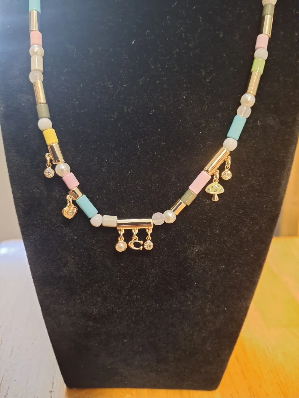Coach Heart Multi Charm Beaded Necklace NWT - Picture 9 of 13
